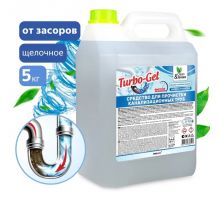Средство для прочистки канализационных труб "Turbo-Gel" (щелочное) 5 кг Clean&Green CG8054
