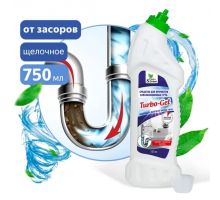 Средство для прочистки канализационных труб "Turbo-Gel" (щелочное) 750 мл Clean&Green CG8073