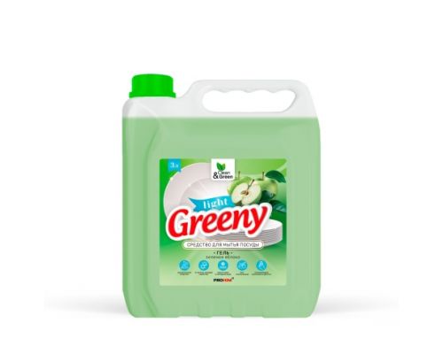 Средство для мытья посуды "Greeny" Light "Яблоко" 3 л (ПЭНД) Clean&Green CG8524