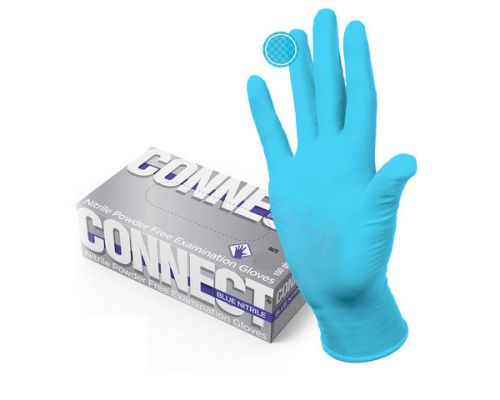 Перчатки смотровые нитриловые CONNECT, голубые, 50 пар (100 штук), размер XL (очень большие), 631132