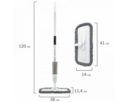 Швабра с распылителем UltraSpray X, 2 насадки из микрофибры объемный ворс, скребок, LAIMA, 609143