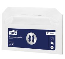 Покрытия на унитаз Tellus/TORK (Система V1), 1/2 сложения, КОМПЛЕКТ 250 шт., 37х41 см, Advanced, белые, 750197